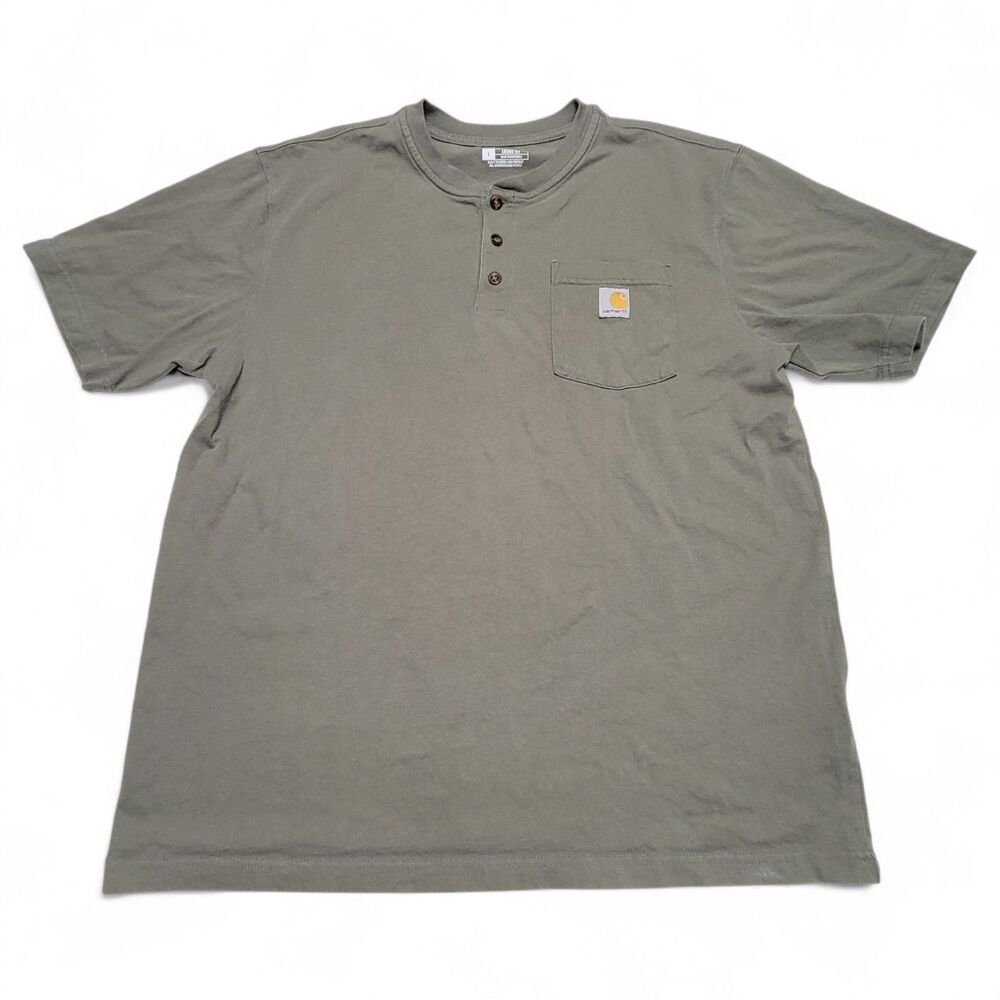 Carhartt K84 Henley T-Shirt Men's Large Pocket Olive Green Loose Fit Casual Work